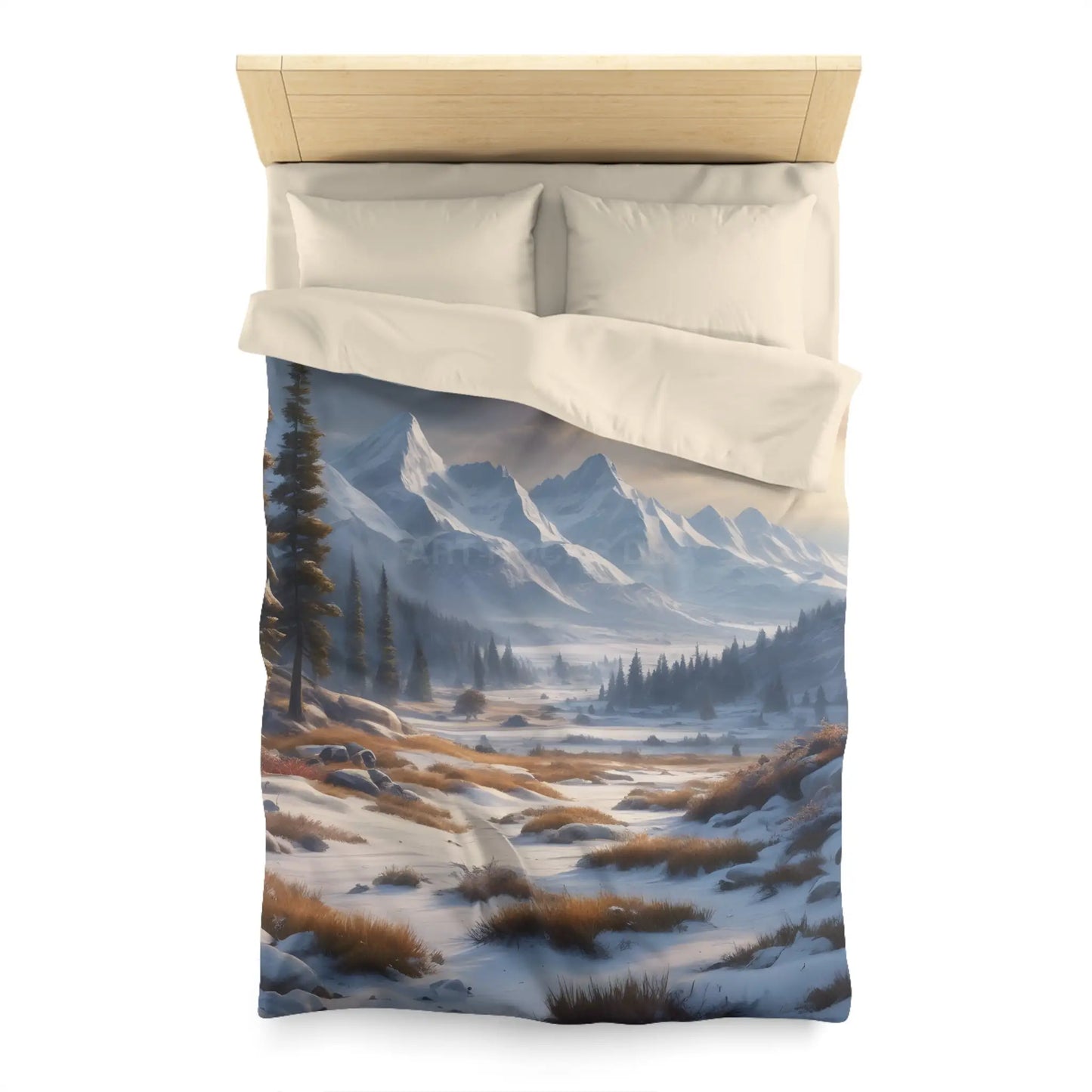Winter Snow Meadow in the Mountains - Cozy Home Decor Duvet Cover - Twin / Cream - Home Decor