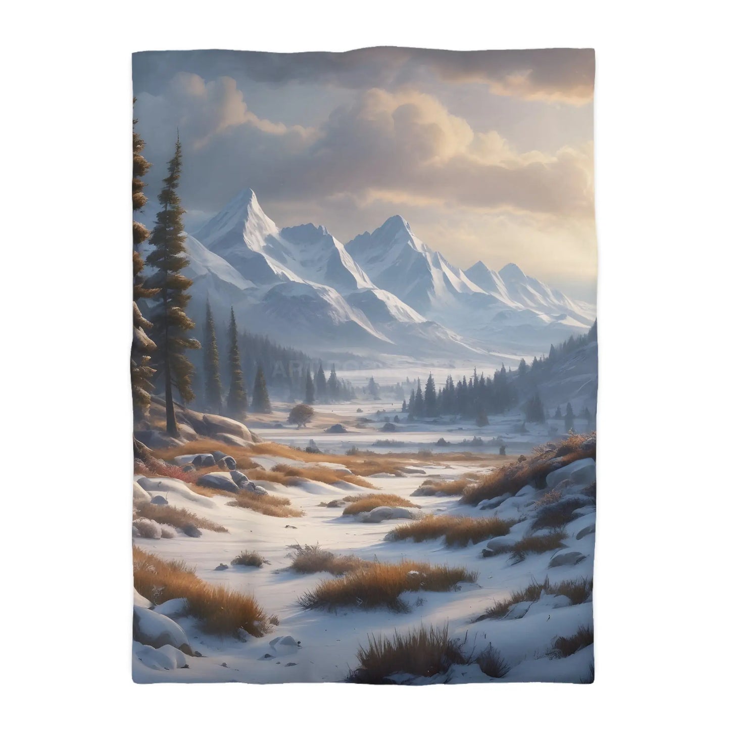 Winter Snow Meadow in the Mountains - Cozy Home Decor Duvet Cover - Twin XL / Cream - Home Decor
