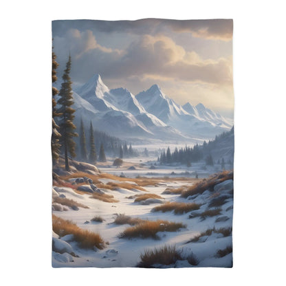 Winter Snow Meadow in the Mountains - Cozy Home Decor Duvet Cover - Twin XL / Cream - Home Decor