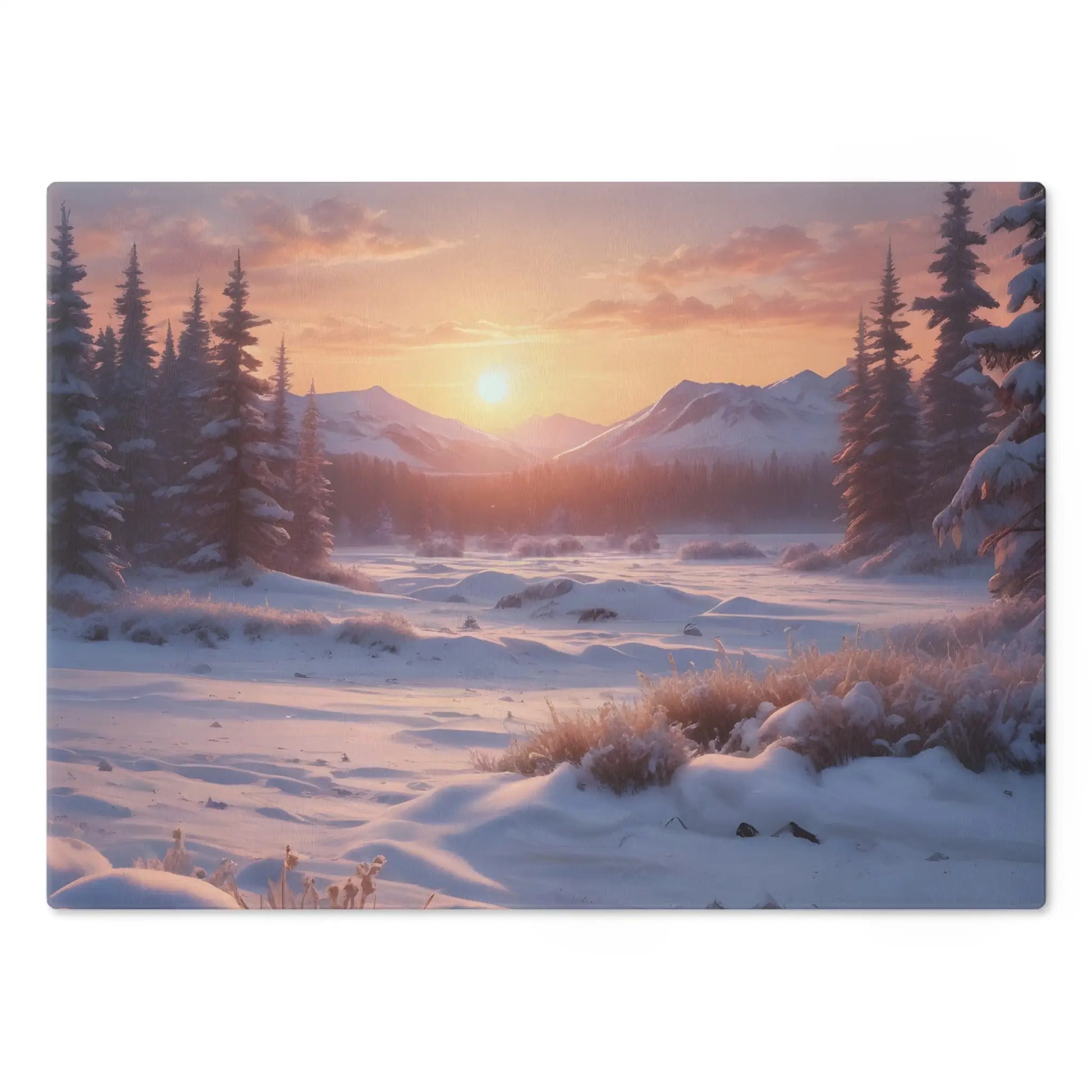 Winter Sunrise Cutting Board — Scenic Snowy Mountain Kitchen Board - Home Decor