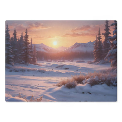 Winter Sunrise Cutting Board — Scenic Snowy Mountain Kitchen Board - Home Decor