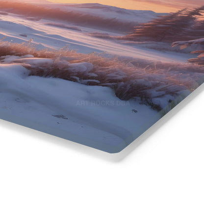 Winter Sunrise Cutting Board — Scenic Snowy Mountain Kitchen Board - Home Decor