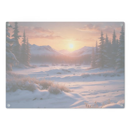 Winter Sunrise Cutting Board — Scenic Snowy Mountain Kitchen Board - Home Decor