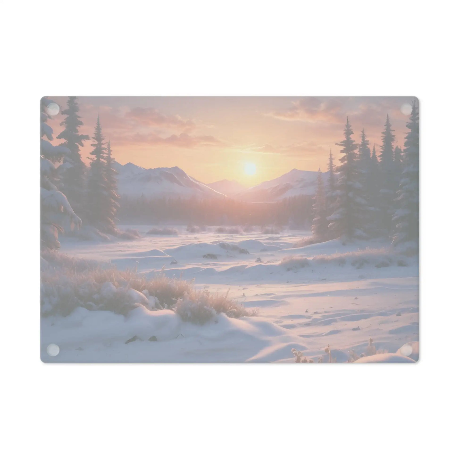 Winter Sunrise Cutting Board — Scenic Snowy Mountain Kitchen Board - Home Decor