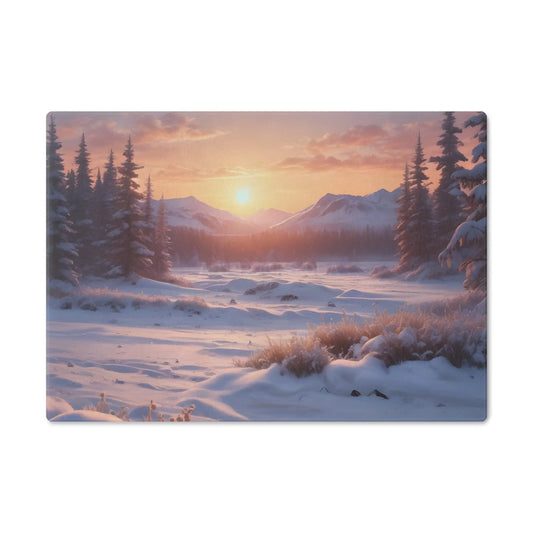 Winter Sunrise Cutting Board — Scenic Snowy Mountain Kitchen Board - Small - Home Decor