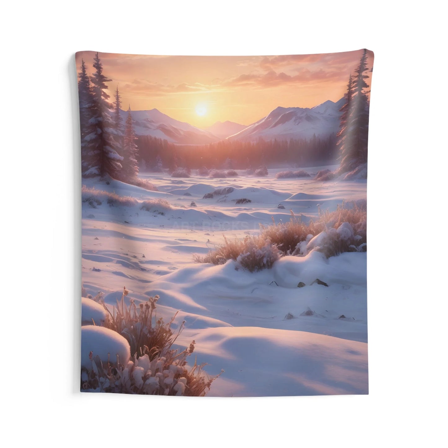 Winter Sunrise Wall Tapestry Cozy Home Decor Nature Art for Living Room Holidays Gift for Outdoor Lovers - 68’’ × 80’’
