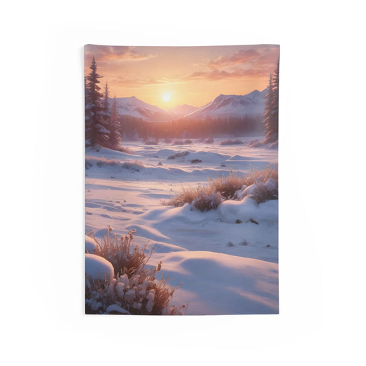 Winter Sunrise Wall Tapestry Cozy Home Decor Nature Art for Living Room Holidays Gift for Outdoor Lovers - 26’’ × 36’’