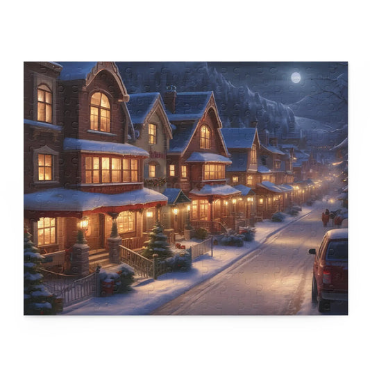 Winter Village Night Jigsaw Puzzle — (120/252/500 pcs) - 14’’ × 11’’ (252 pcs) - Puzzle