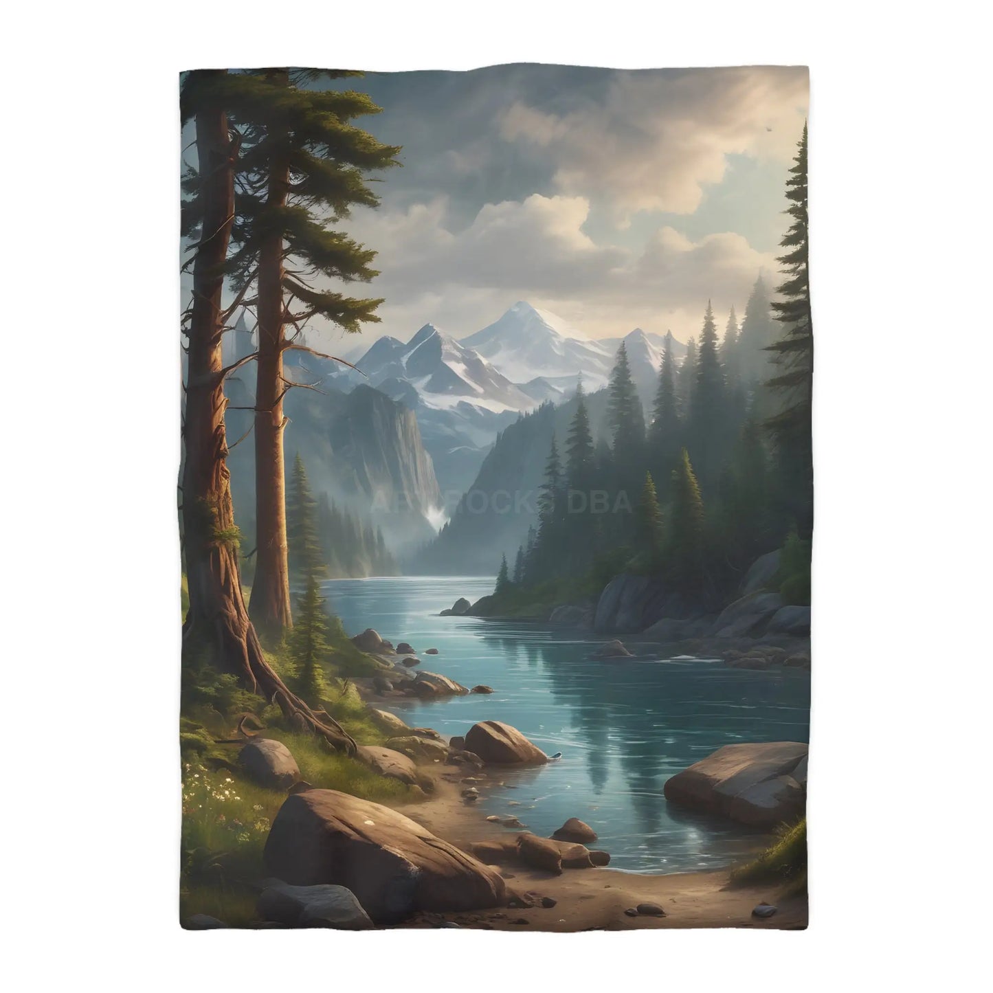 Wintry River in the Pine Tree Mountains Microfiber Duvet Cover - Nature-Inspired Bedding for Relaxation - Twin XL