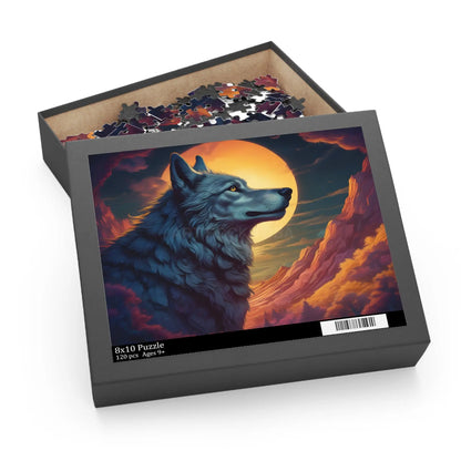 Wolf at Sunset Jigsaw Puzzle (120/252/500 pcs) - 10’’ × 8’’ (120 pcs) - Puzzle