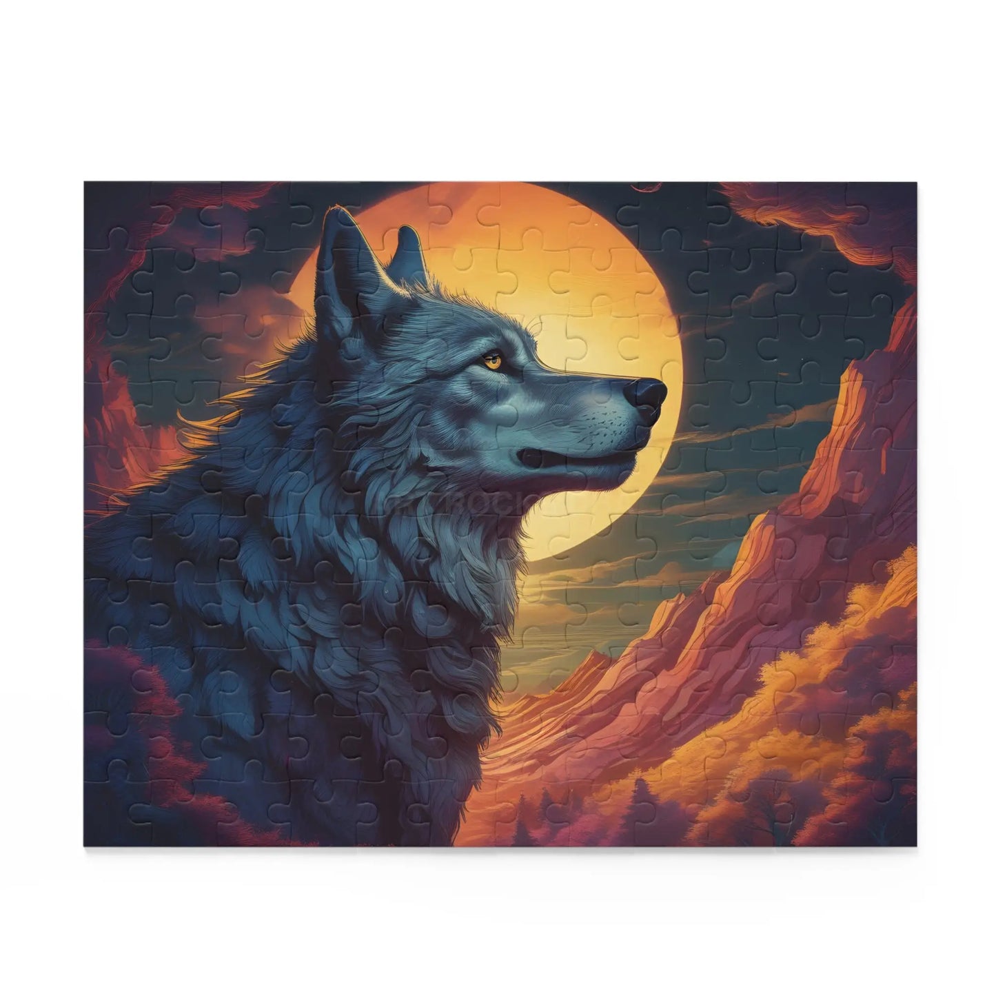 Wolf at Sunset Jigsaw Puzzle (120/252/500 pcs) - Puzzle
