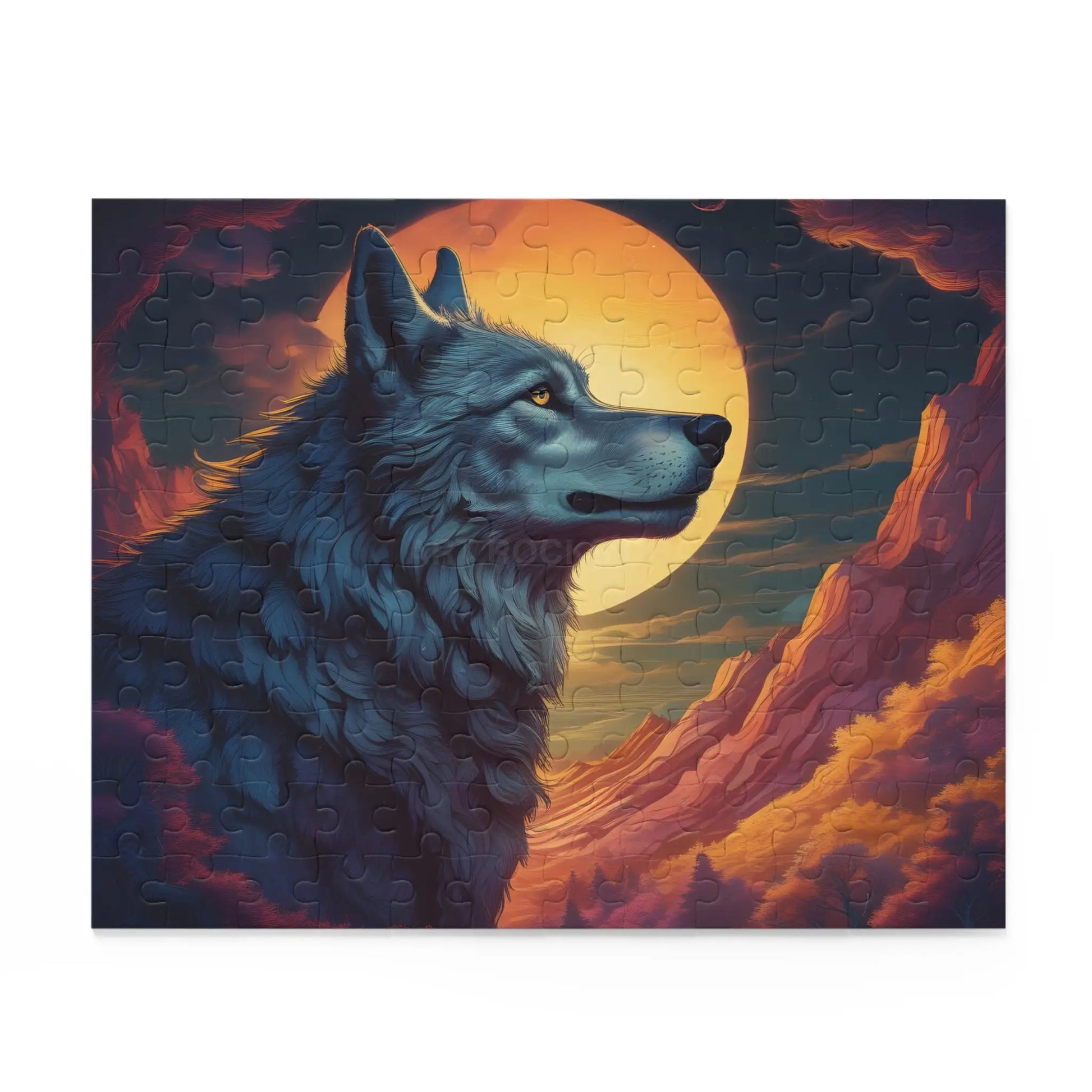 Wolf at Sunset Jigsaw Puzzle (120/252/500 pcs) - Puzzle