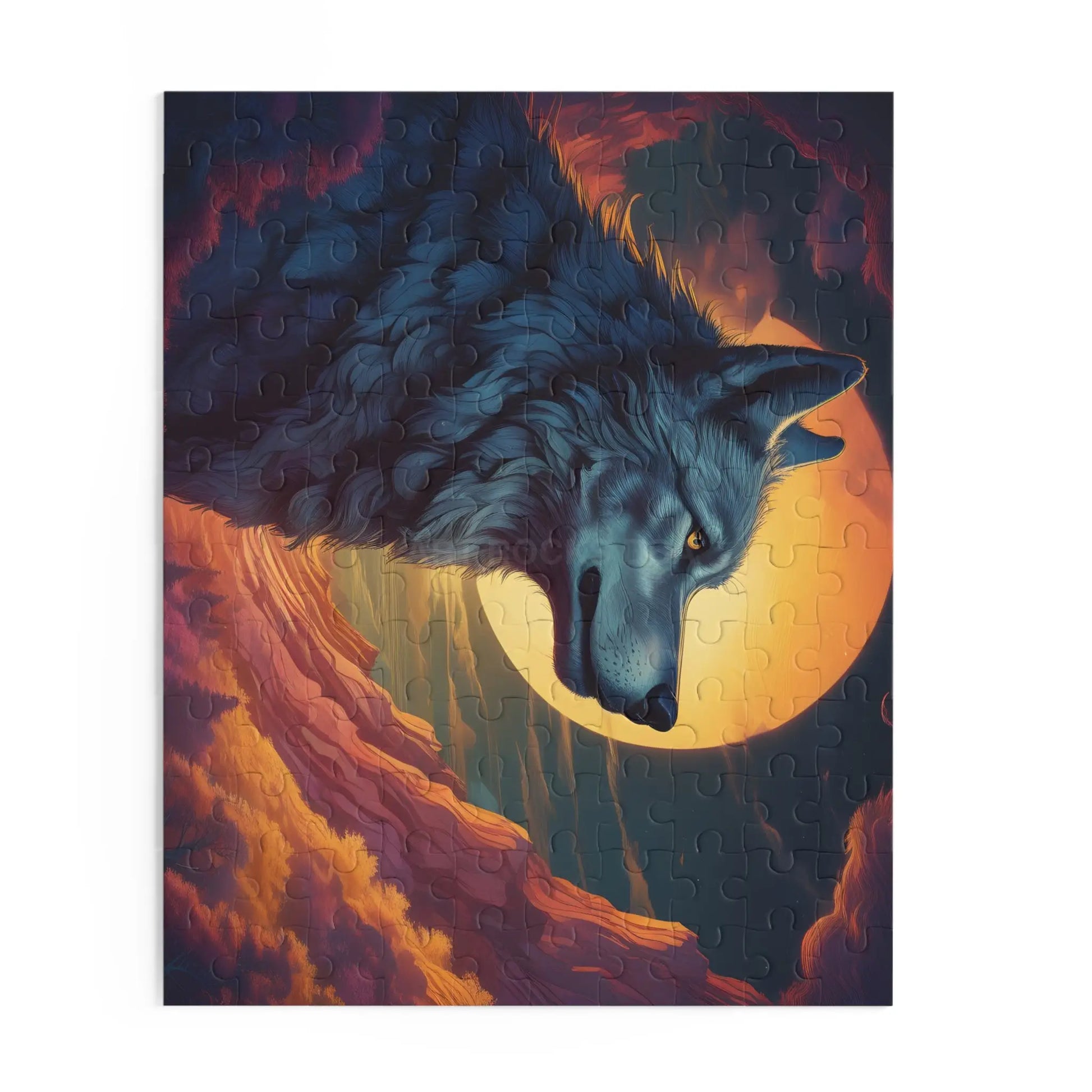 Wolf at Sunset Jigsaw Puzzle (120/252/500 pcs) - Puzzle