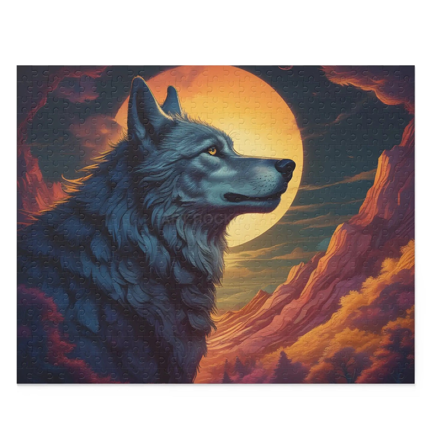 Wolf at Sunset Jigsaw Puzzle (120/252/500 pcs) - 20’’ × 16’’ (500 pcs) - Puzzle