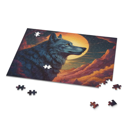 Wolf at Sunset Jigsaw Puzzle (120/252/500 pcs) - Puzzle