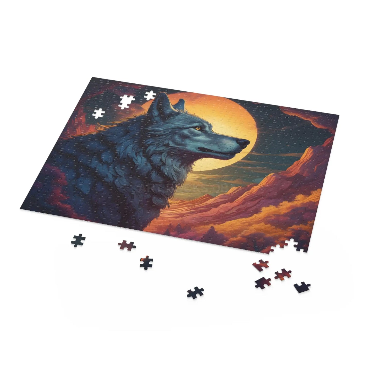 Wolf at Sunset Jigsaw Puzzle (120/252/500 pcs) - Puzzle