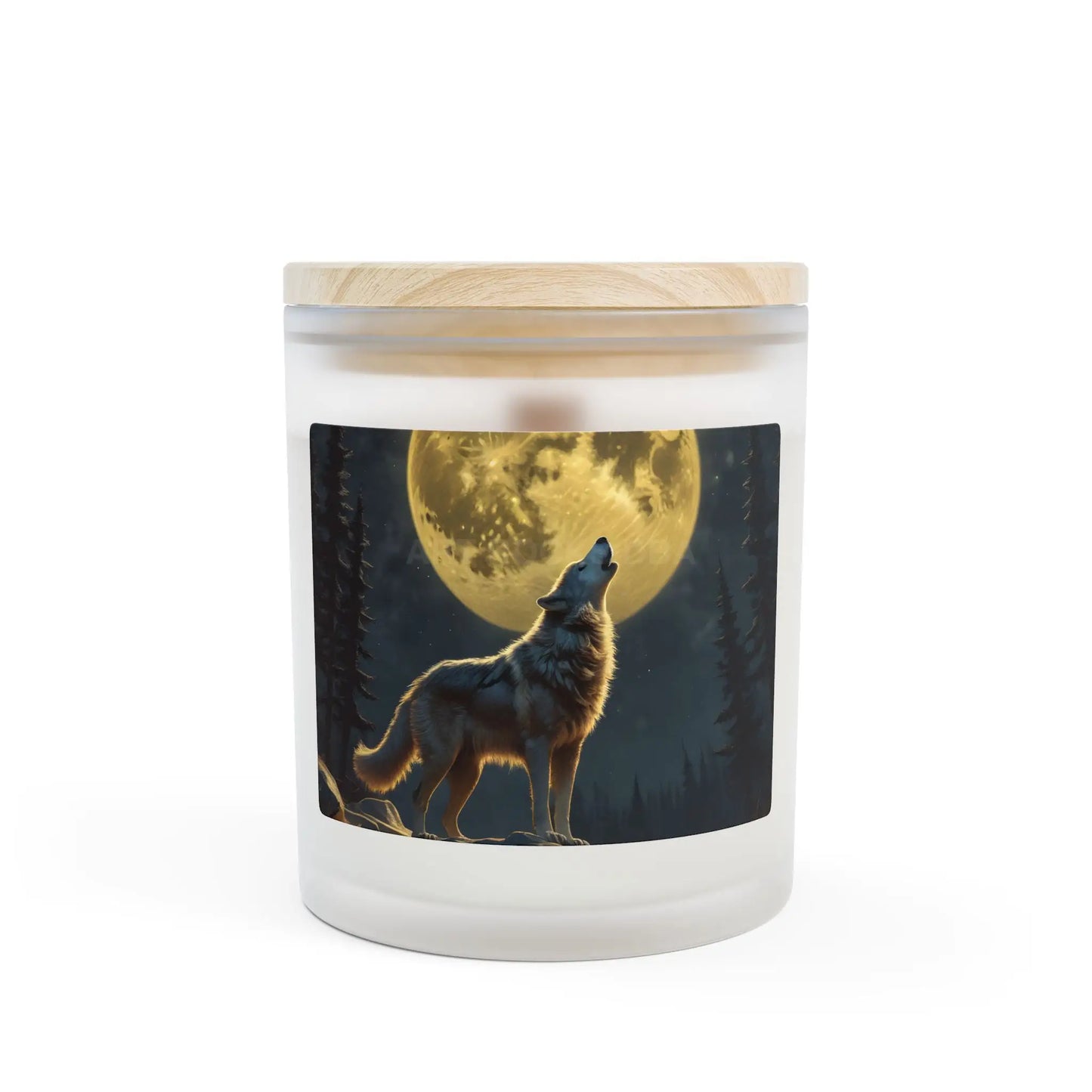 Wolf Howl Candle — Frosted Glass 11oz Candle with Full Moon Design - Home Decor