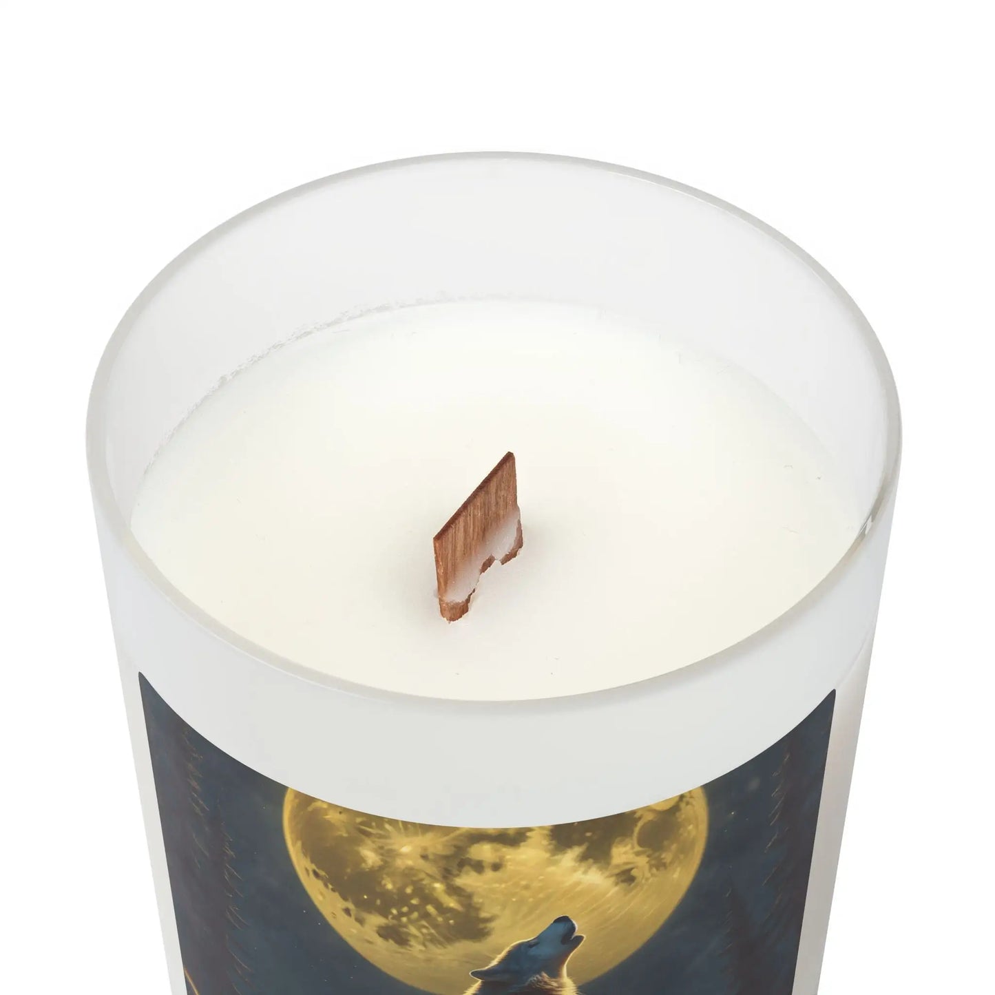 Wolf Howl Candle — Frosted Glass 11oz Candle with Full Moon Design - Home Decor