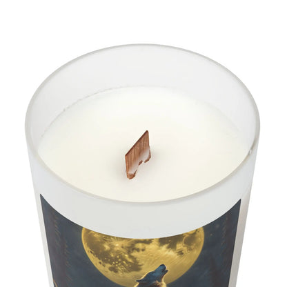 Wolf Howl Candle — Frosted Glass 11oz Candle with Full Moon Design - Home Decor