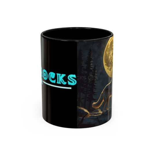 Wolf Howl Coffee Mug — Moonlit Wilderness Ceramic Accent Mug (11/15 oz) - 11oz / Black - Mug