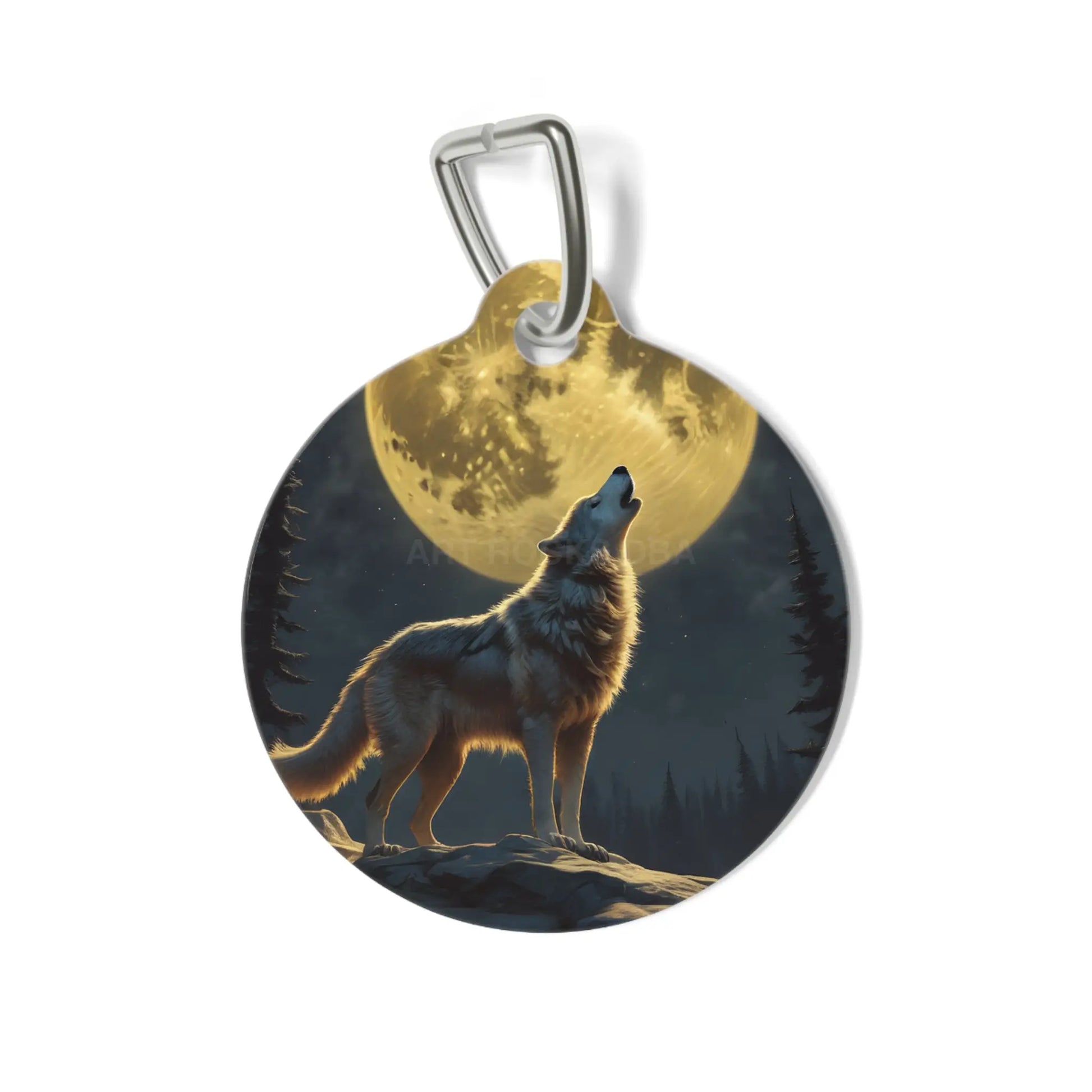 Wolf Howl Pet Tag — Moonlit Wilderness Dog ID Tag - 1’’ - Pets