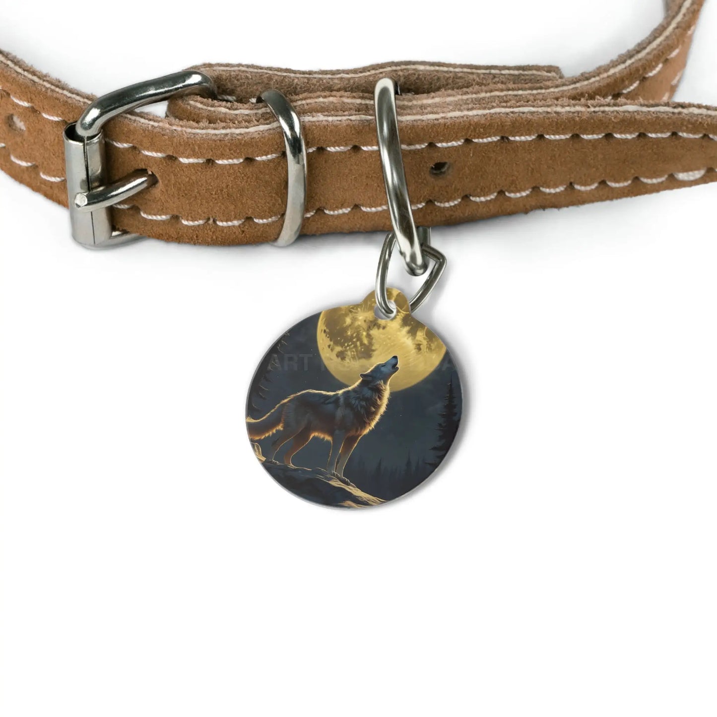 Wolf Howl Pet Tag — Moonlit Wilderness Dog ID Tag - 1’’ - Pets