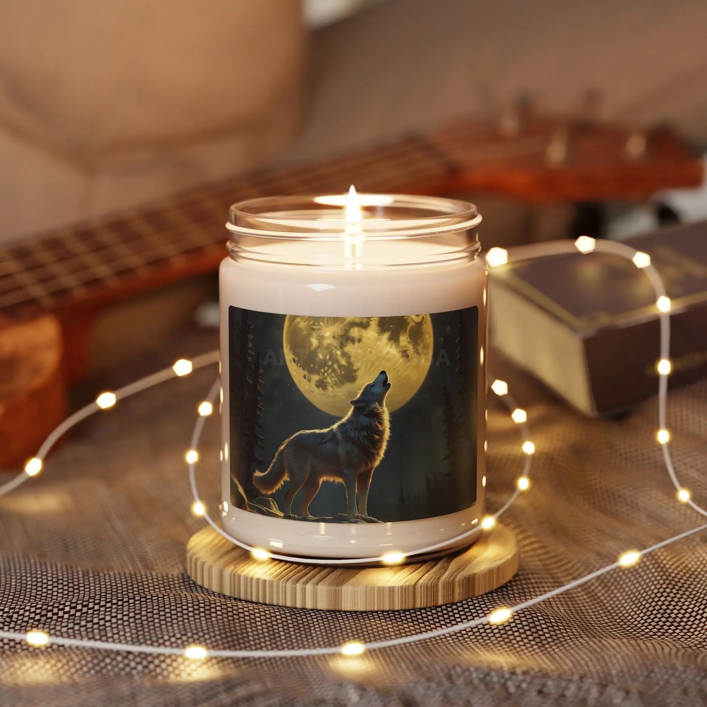 Wolf Howling at the Moon Candle | Aromatherapy Gift Home Decor Eco-Friendly Soothing Candle Nature Lover Gift - Home