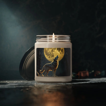 Wolf Howling at the Moon Candle | Aromatherapy Gift Home Decor Eco-Friendly Soothing Candle Nature Lover Gift - Home