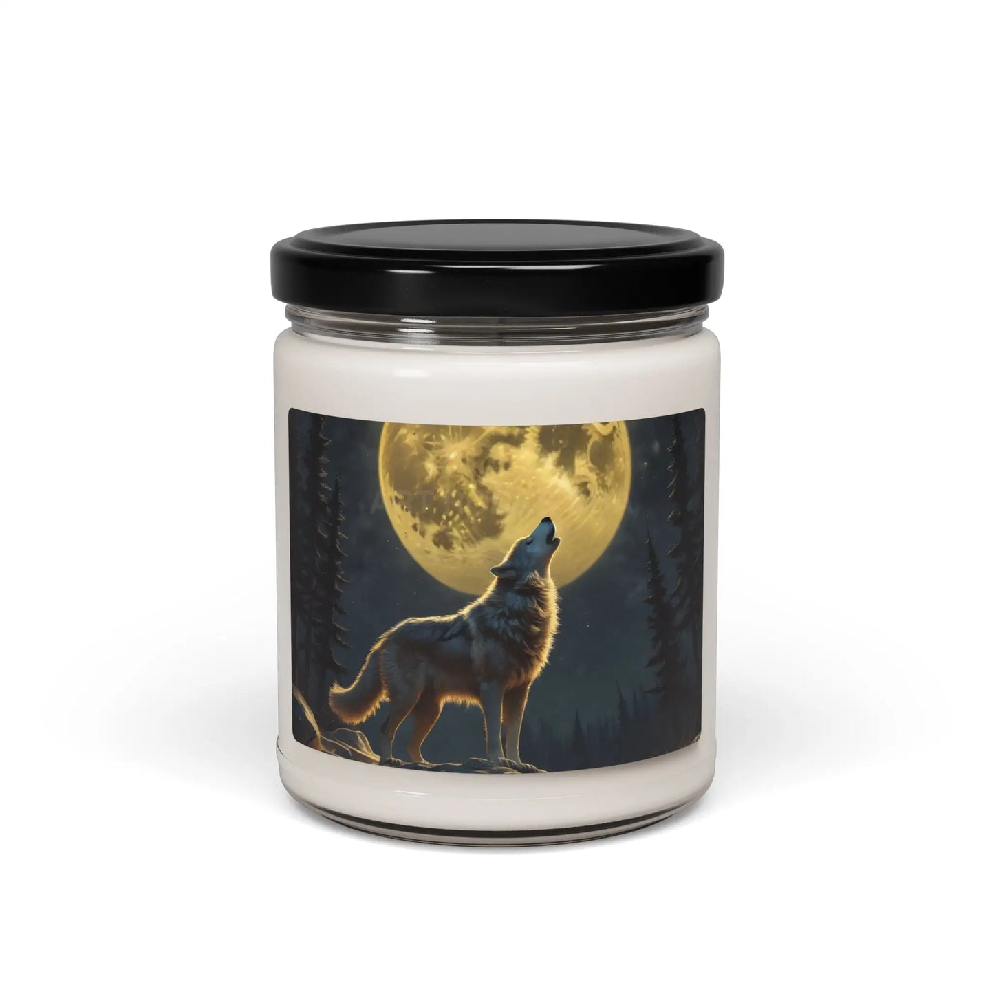 Wolf Howling at the Moon Candle | Aromatherapy Gift Home Decor Eco-Friendly Soothing Candle Nature Lover Gift - Clean