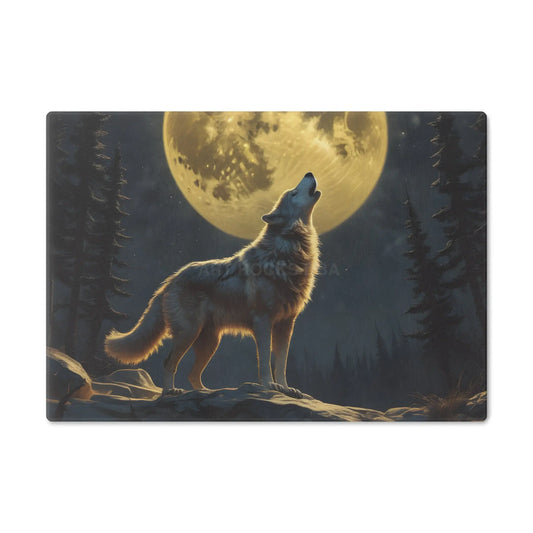 Wolf Moon Cutting Board — Howling Wolf Night Scene Decorative & Functional Board - Small - Home Decor