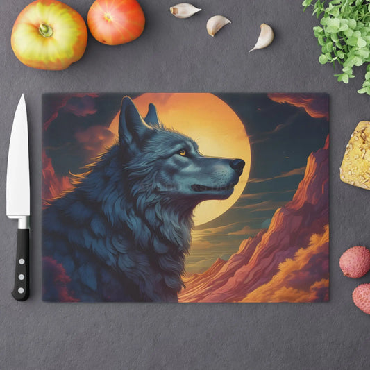 Wolf Moon Cutting Board — Scenic Wolf Kitchen Chopping Board - Large - Home Decor