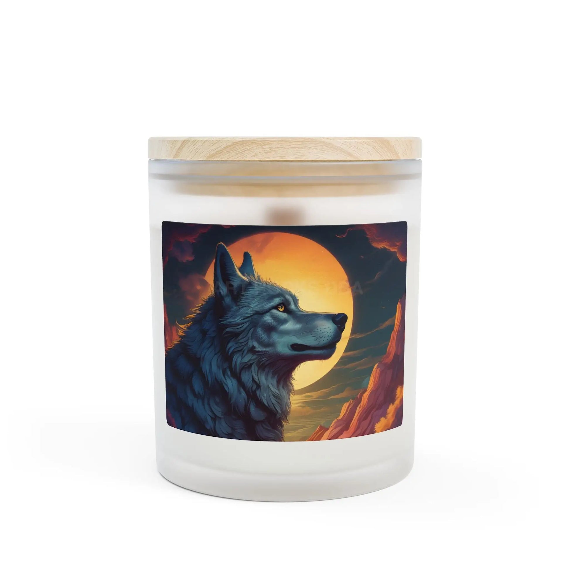 Wolf Moon Frosted Glass Candle — 11oz Rustic Woodland Scented Candle - Home Decor