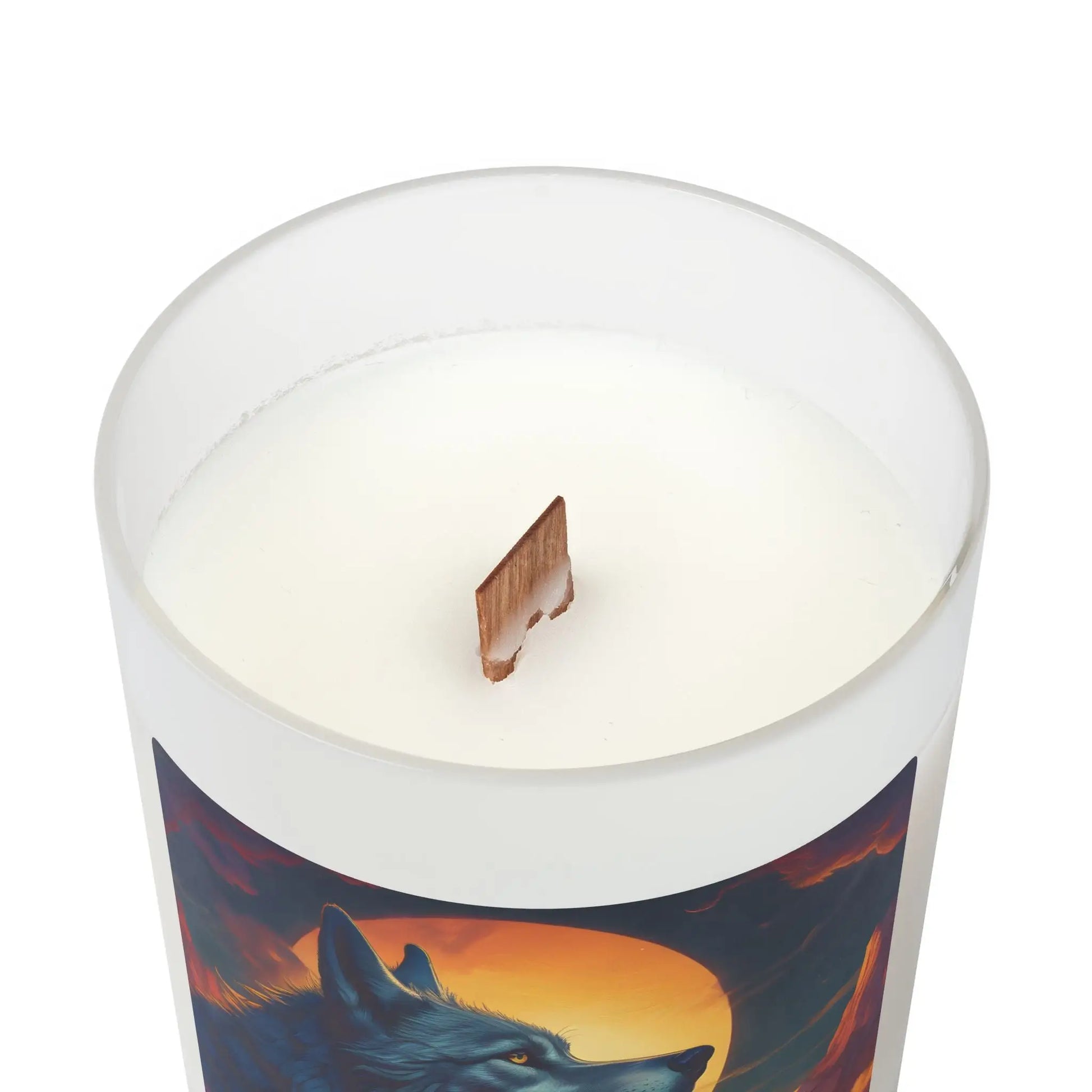 Wolf Moon Frosted Glass Candle — 11oz Rustic Woodland Scented Candle - Home Decor