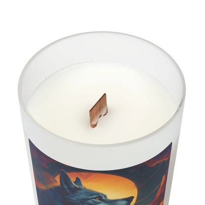 Wolf Moon Frosted Glass Candle — 11oz Rustic Woodland Scented Candle - Home Decor