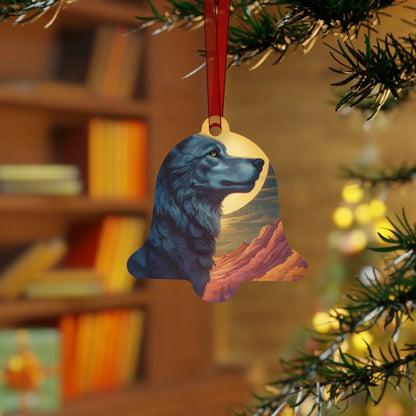 Wolf Moon Metal Ornament — Rustic Nature Ornament for Wildlife Lovers Mountain Sunset Decor - Home Decor