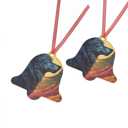 Wolf Moon Metal Ornament — Rustic Nature Ornament for Wildlife Lovers Mountain Sunset Decor - Home Decor