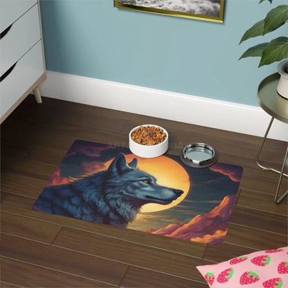 Wolf Moon Pet Food Mat (12x18) — Non-Slip Bowl Placemat for Dogs & Cats - 12’’ × 18’’ / Rectangle - Pets