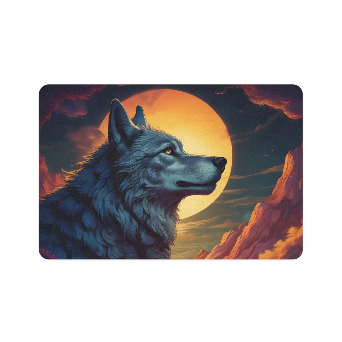 Wolf Moon Pet Food Mat (12x18) — Non-Slip Bowl Placemat for Dogs & Cats - 12’’ × 18’’ / Rectangle - Pets