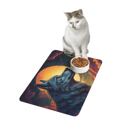 Wolf Moon Pet Food Mat (12x18) — Non-Slip Bowl Placemat for Dogs & Cats - 12’’ × 18’’ / Rectangle - Pets