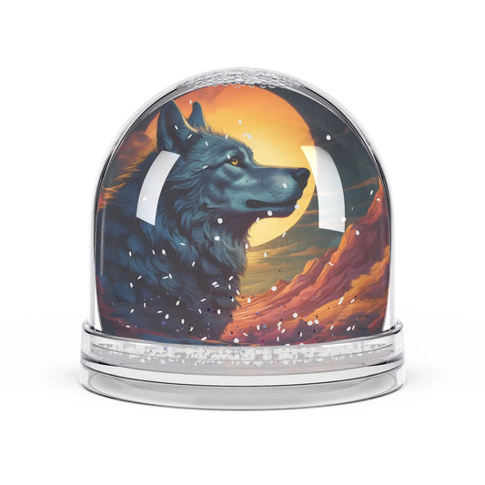 Wolf Snow Globe – Scenic Moonlit Canine Keepsake - 3.5’’ × 3.4’’ - Home Decor
