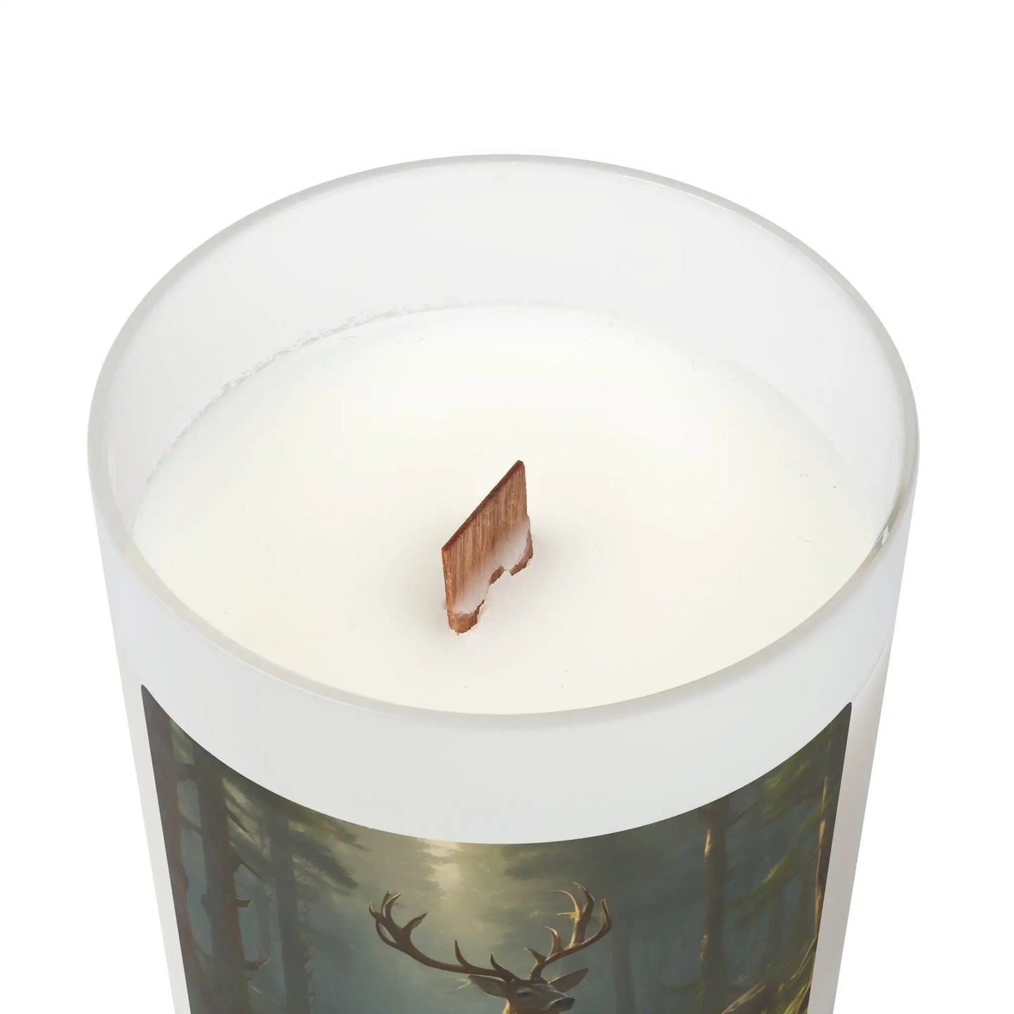 Woodland Stag Frosted Glass Candle — 11oz Rustic Forest Scented Candle - Home Decor