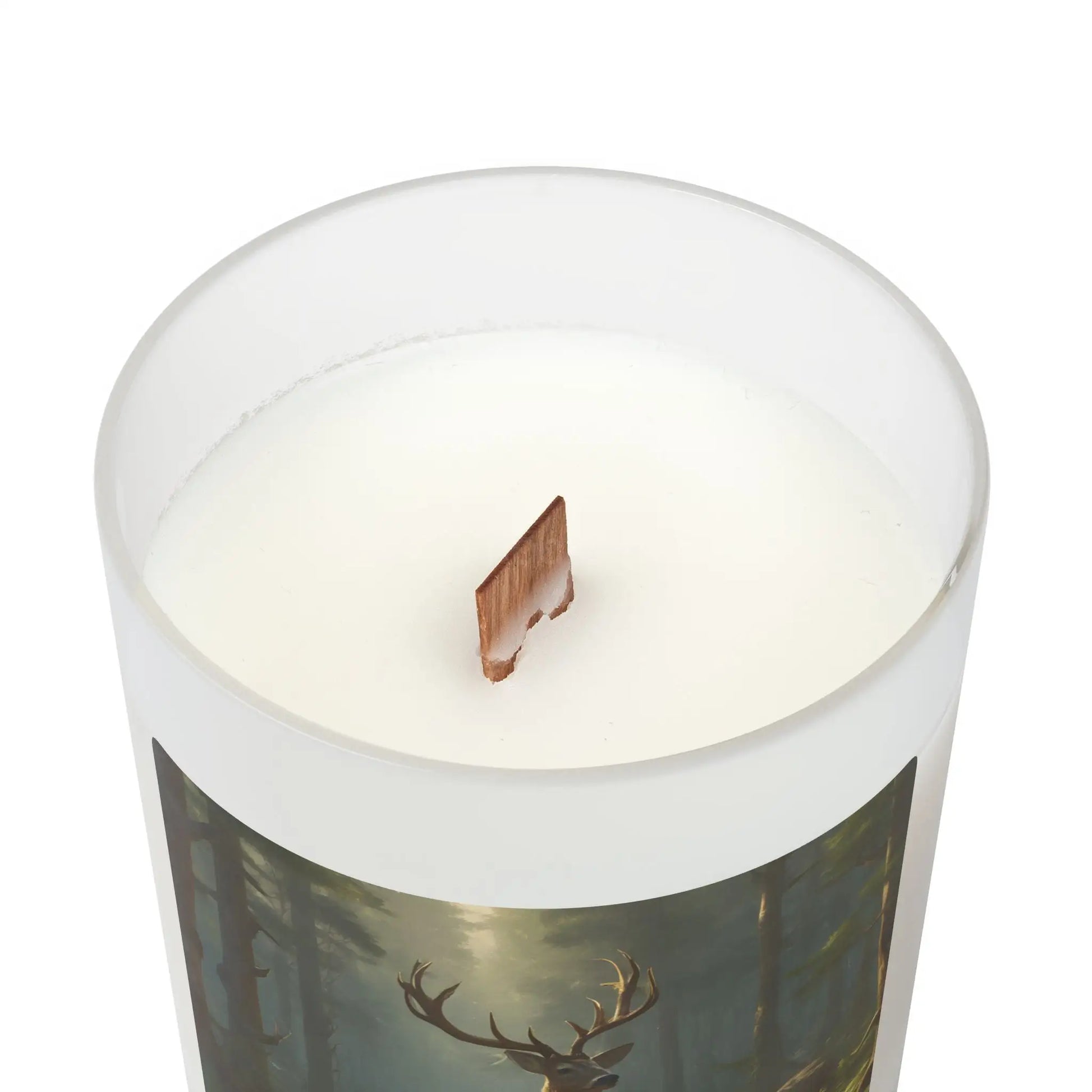 Woodland Stag Frosted Glass Candle — 11oz Rustic Forest Scented Candle - Home Decor