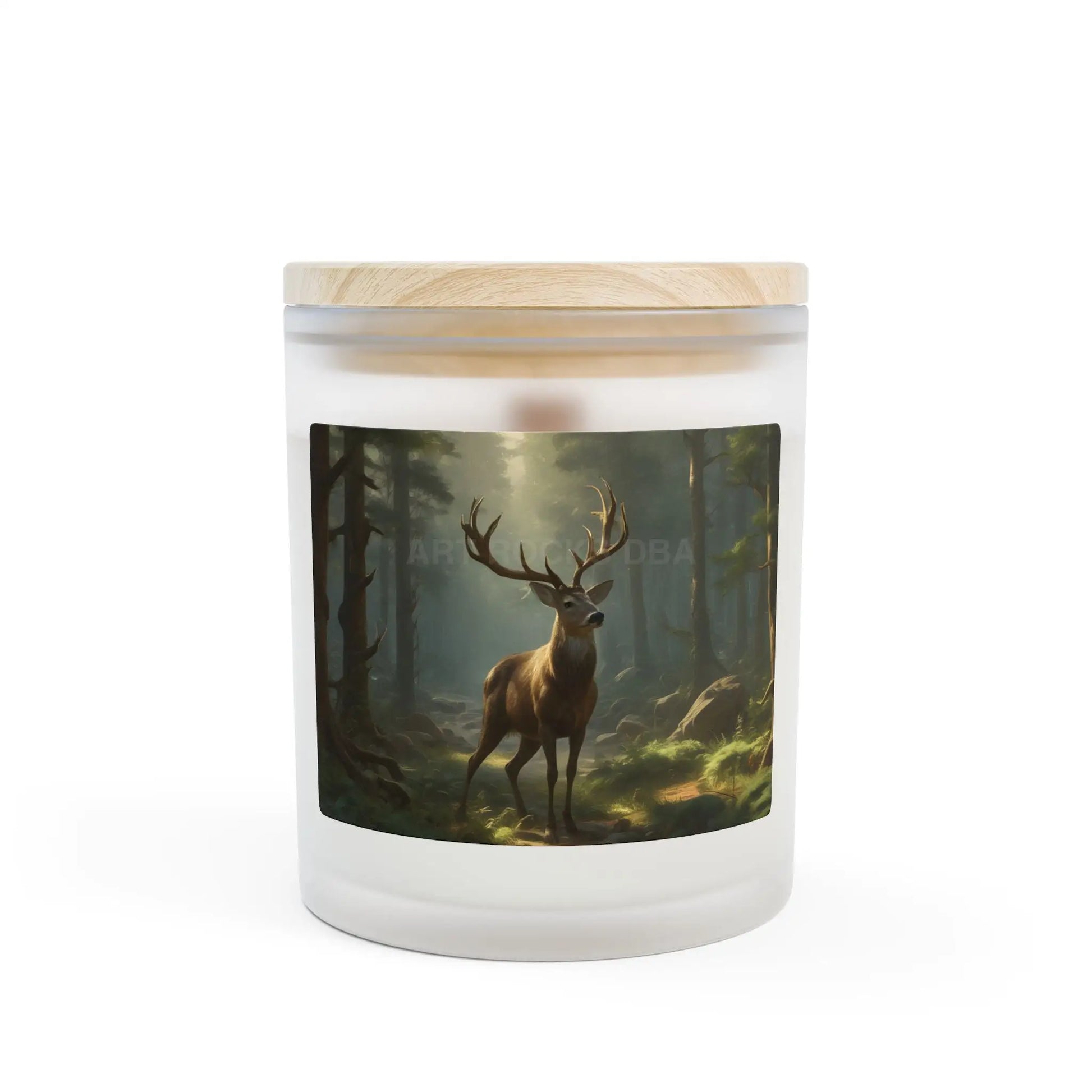Woodland Stag Frosted Glass Candle — 11oz Rustic Forest Scented Candle - Home Decor