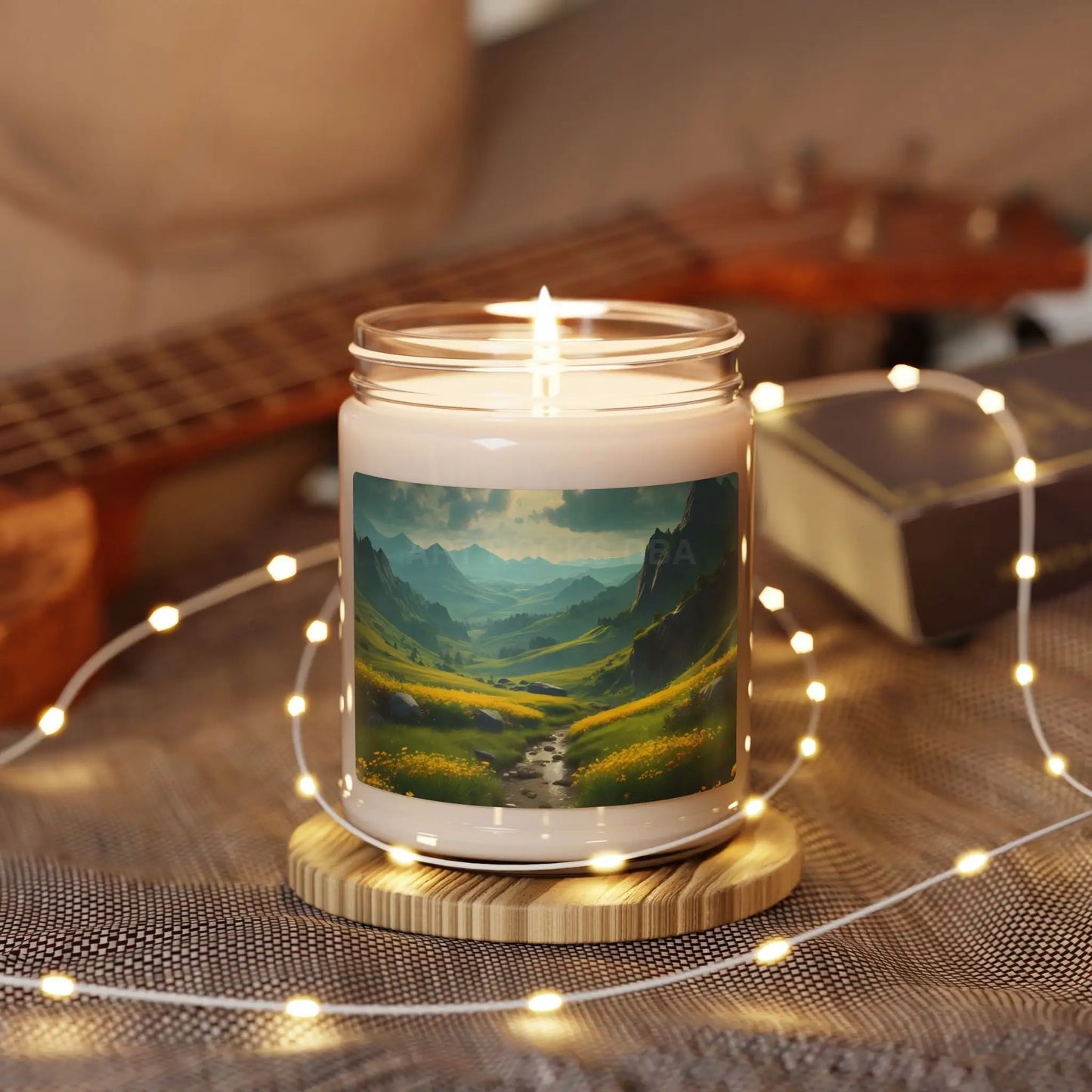 Yellow Flowering Valley Scented Candle Relaxing Home Decor Gift for Meditation Aromatherapy Eco-Friendly Soy Wax Candle
